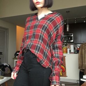 Madewell slouchy red plaid boyfriend shirt